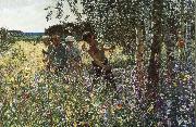 unknow artist Grass playing time oil painting on canvas